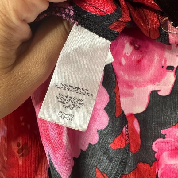 2/$24 Jones New York Signature Floral Wrap Top Red Pink Medium #A0284 TRB2 - Picture 6 of 7
